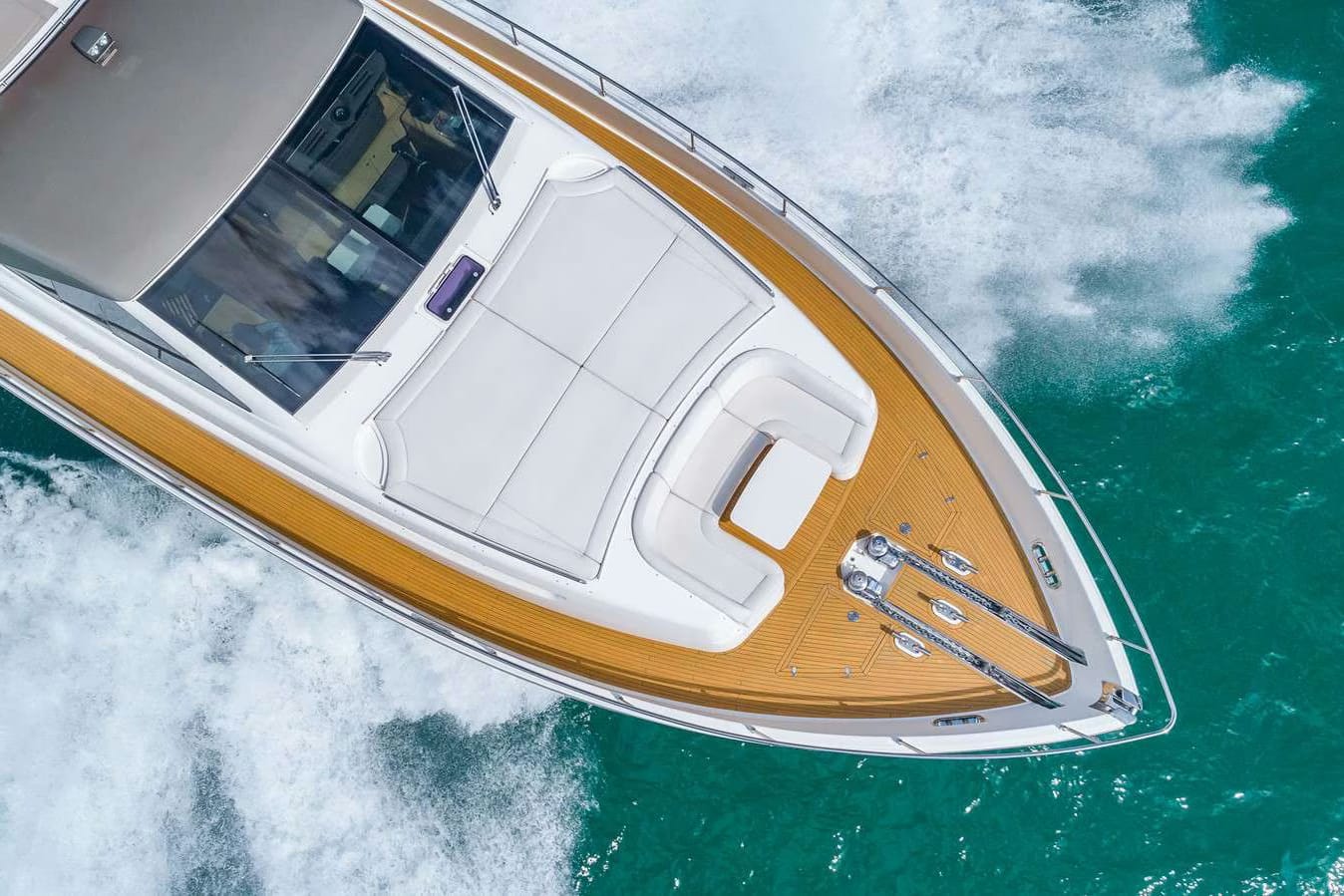 Ferretti 800 seen from above at sea